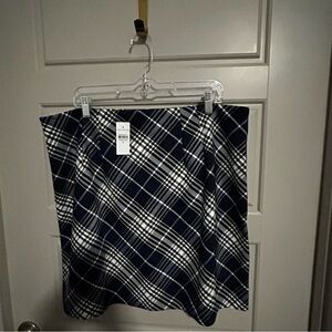 Ann Taylor Navy and White Plaid Mini Skirt